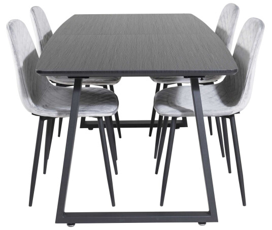 Venture Design Inca & Polar spisegruppe Svart/grå 4 st stoler & bord 160 x 85 cm