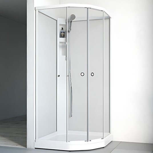 Macro Design Flow Semi Dusjkabinett Standard Lav Hvit / 91x81cm Klart Glass