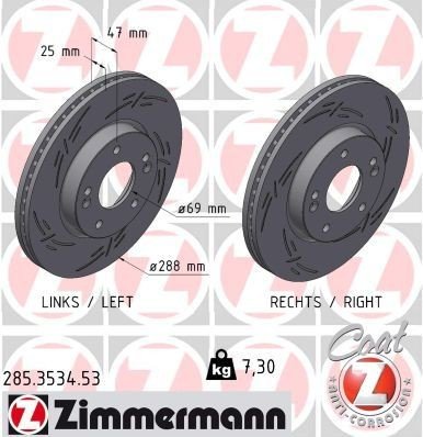 Bremseskive ZIMMERMANN 285.3534.53