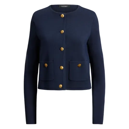 Ralph Lauren Lauren Kardigan Matte Rayon Nylon Blå