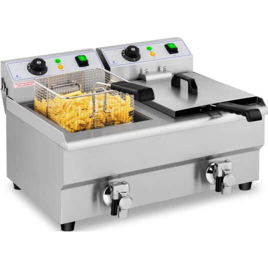 Royal Catering Elektrisk frityrkoker   2 x 10 l   Tappekraner   230 V 10011144