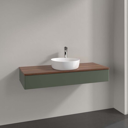 Villeroy & Boch Antao Servantskap med 1 skuff 120x50x19 cm m/lys Grønn Matt/Valnøtt Villeroy & Boch Antao Servantskap med 1 skuff 120x50x19 cm m/lys Grønn Matt/Valnøtt