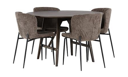 Spisegruppe Venture Home Kaseidon Ø100 cm med 4 stk Modesto Stoler