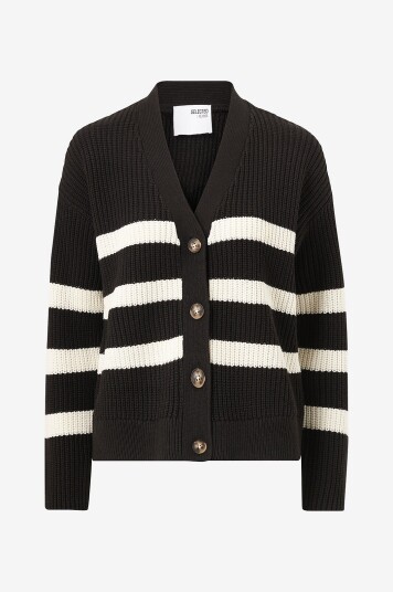 Selected Femme Kardigan slfBloomie LS Knit V neck Cardigan Svart