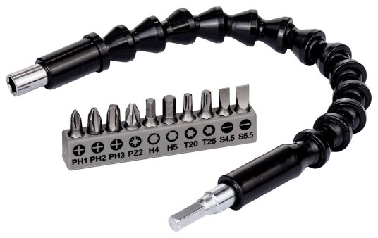 Bosch Fleksibel Forlengelse, Skrutrekkerbits Plast, Sett 11 Stk.