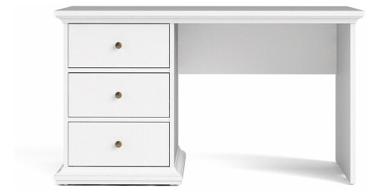 Venedig skrivebord med 3 skuffer bredde 130 cm, høyde 73 cm hvit.