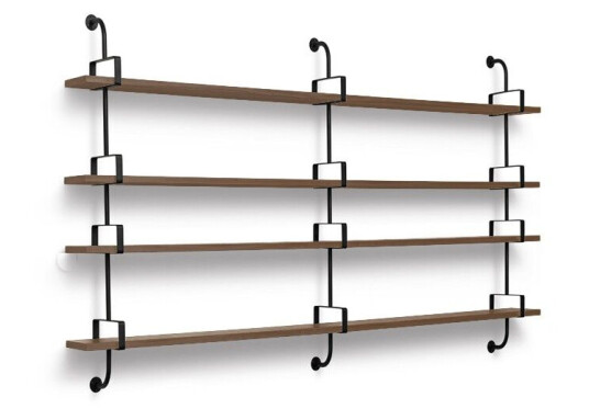 Gubi Demon vegghylle 4 etasjer walnut, 215 cm