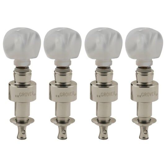 Grover 123n Geared Banjo Pegs W/round Pearloid Button - 4 Pcs, Nickel