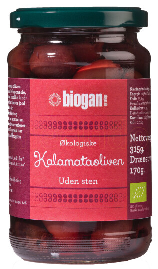 Biogan Økologiske Kalamata Oliven U. Sten 340g Biogan Økologiske Kalamata Oliven U. Sten 340g