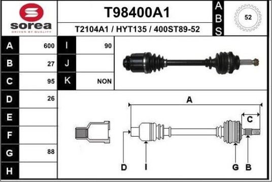 Drivaksel EAI T98400A1