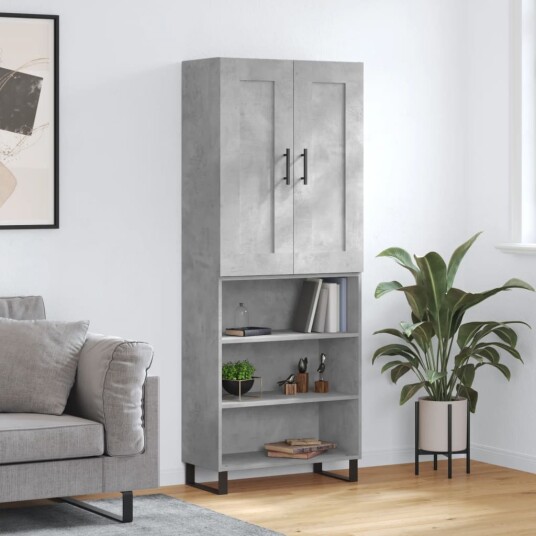 vidaXL Highboard betong grå 69,5x34x180 cm konstruert tre 8720845495152