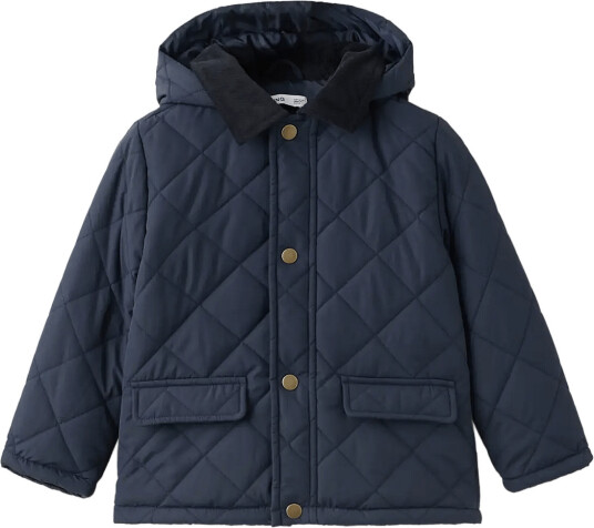 Mango Quilted Jacket With Corduroy Collar Navy 5 6