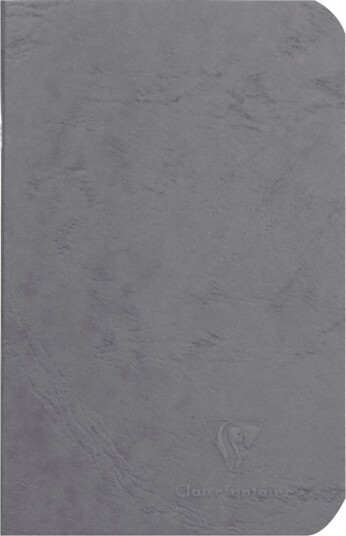 Clairefontaine "Age Bag" Grå Notesbog 9X14cm 96 Sider/48 Ark 90Gram Hvidt Papir Ulinieret Karton Omslag