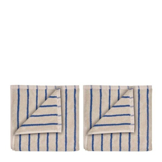 Blomus Arto gjestehåndkle 50x30 cm 2 stk beige/blå tynne striper Blomus Arto gjestehåndkle 50x30 cm 2 stk beige/blå tynne striper