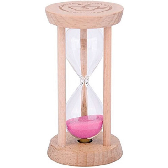 Timeglass 3 Minutes Wood Håndlaget PINK