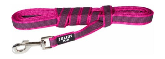 Julius K9 Gummiert Hundekobbel 20mm med Håndtak Rosa 10m