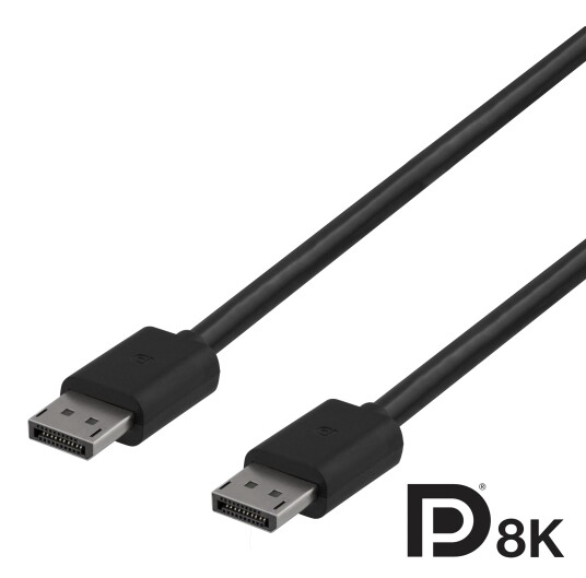 Deltaco DisplayPort cable, 8K, DP 1.4, 2m, black