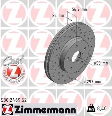 ZIMMERMANN 530.2469.52 Bremseskive ZIMMERMANN 530.2469.52 Bremseskive