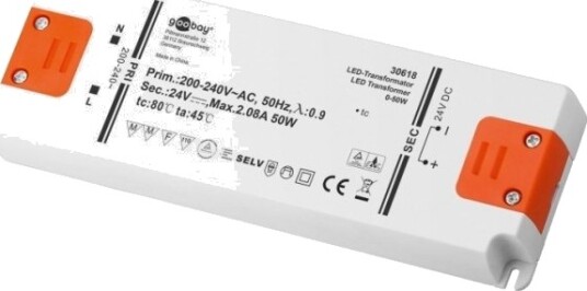 Goobay 30618, Elektronisk Lystransformator, Oransje, Hvit, Ip20, -20 - 45 °C, Ce, Rohs Directive 2011/65/Eu [Ojeu L174/88-110, 01.07.2011, 50 W
