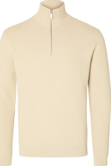 Selected HOMME Genser slhDane LS Knit Structure Half Zip Beige Selected HOMME Genser slhDane LS Knit Structure Half Zip Beige