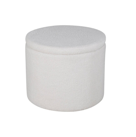 Venture Home Dunken puff, fotskammel med oppbevaring Ø51cm teddystoff hvit. 1666889-05-0 1666891-03-0