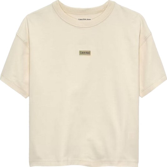 Calvin Klein Folded Logo Label S/S T Shirt Cream 128