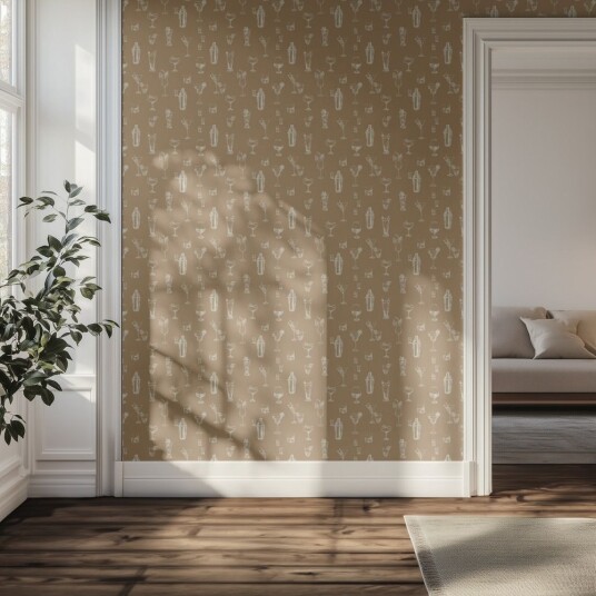 Tapet Beige Cocktail Glass Mønster Tapet Beige Cocktail Glass Mønster