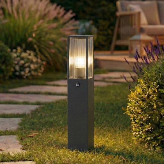 Peldar veilampe, 80 cm, antrasitt/riflet, sensor - Lindby - Terrasse - Moderne - Aluminium - Med en lyskilde