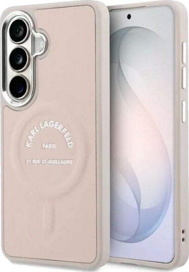 Karl Lagerfeld Embossed Ring RSG Logo MagSafe Case for Samsung Galaxy S26+ Pink