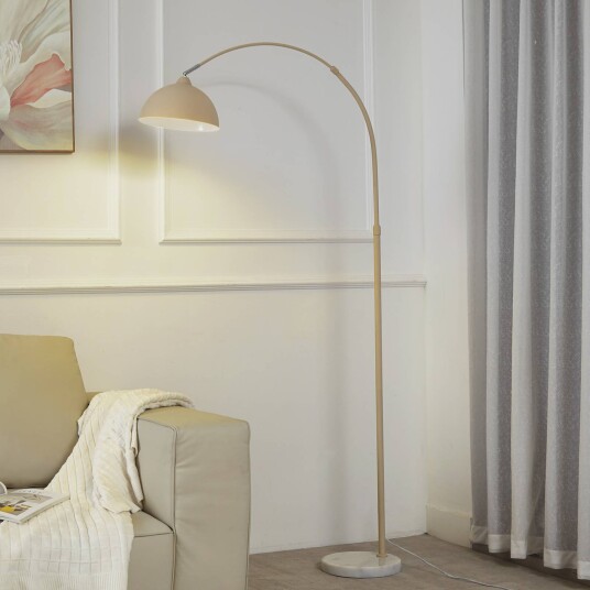 Lindby gulvlampe Tonka beige metall/marmor 180 cm E27
