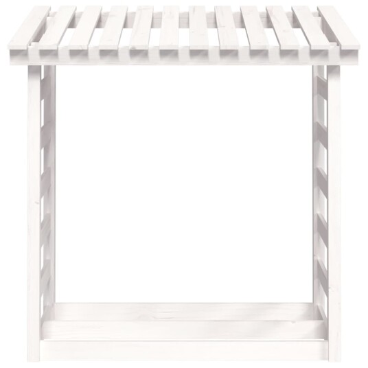 Vedstativ hvit 108x64,5x110 cm heltre furu Vedstativ hvit 108x64,5x110 cm heltre furu