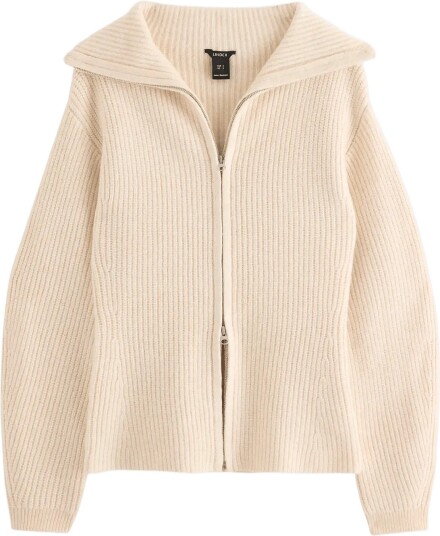 Lindex Knitted Zip Cardigan Beige L