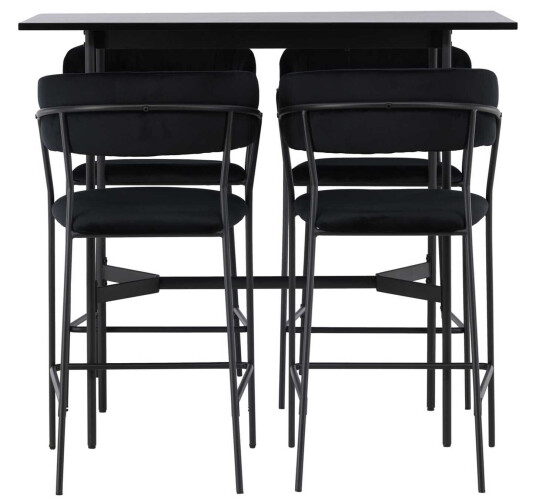 Venture Design Rax & Lui bargruppe Svart/svart 4 stoler & bord 120 x 60 cm