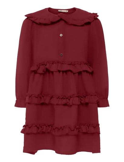 Kids Only Kmgthyra Life L/S Collar Dress Wvn Red 122 Kids Only Kmgthyra Life L/S Collar Dress Wvn Red 122