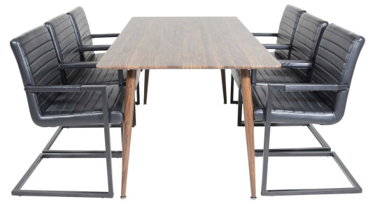 Venture Design Polar & Art spisegruppe Brun/svart 6 st stoler & bord 180 x 90 cm