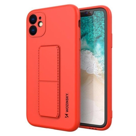 Wozinsky Wozinsky Kickstand-Veske Fleksibelt Silikondeksel Med Stativ Til Samsung Galaxy A22 5G Rød
