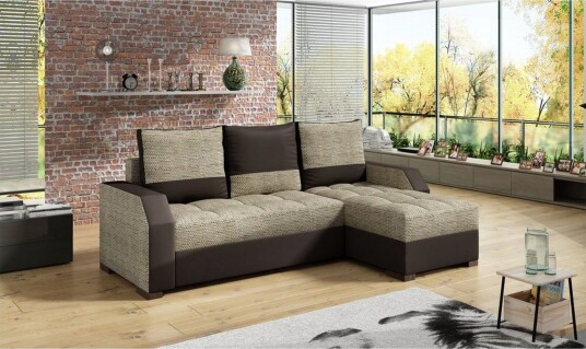 Sofa Eltap Aris 250x90 x150 cm Berlin 03 Soft 66 Beige Mørk Brun
