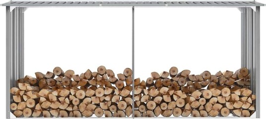 Vedskjul Galvanisert Stål 330x92x153cm Grå Vedskjul Galvanisert Stål 330x92x153cm Grå