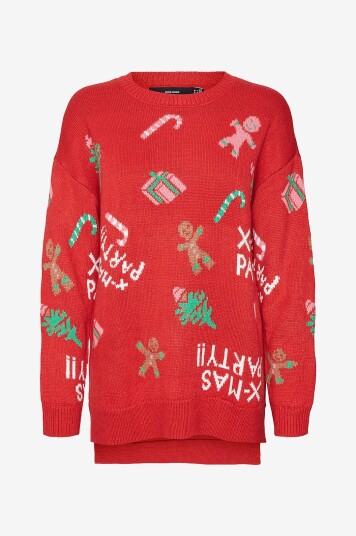 Vero Moda - Julegenser vmXmasparty LS H/L O-neck - Rød