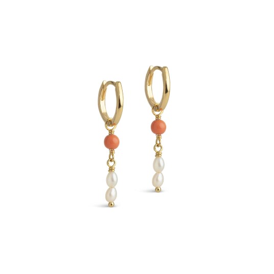 Enamel Copenhagen Liva Hoops Light Coral Gullfarge Oransje Hvit