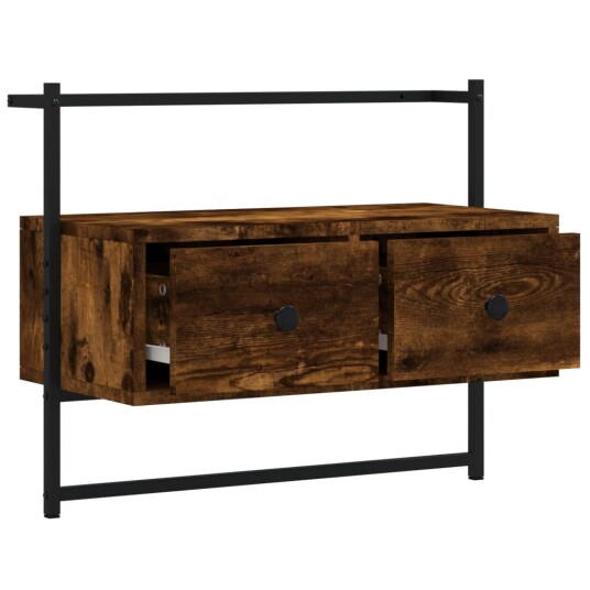 vidaXL TV-benk veggmontert røkt eik 60,5x30x51 cm konstruert tre