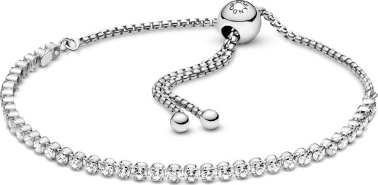 Pandora, Tennisarmbånd i 925 sølv med skyvelås, 23 cm Pandora, Tennisarmbånd i 925 sølv med skyvelås, 23 cm