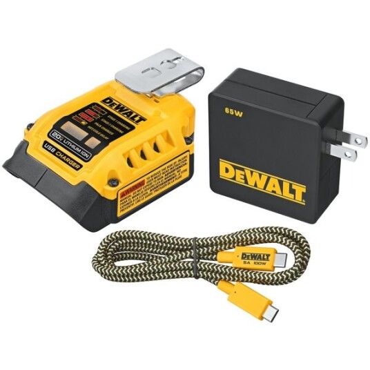 Dewalt DCB094K USB-C Batteriadapter til Elektroverktøy med 65W Lading