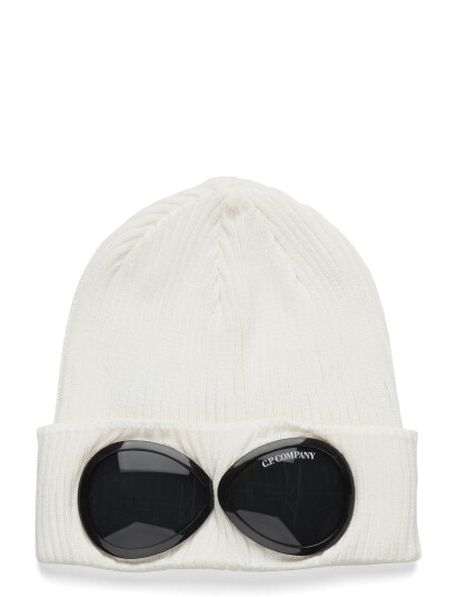 C.P. Company Cotto Goggle Beanie White ONE SIZE