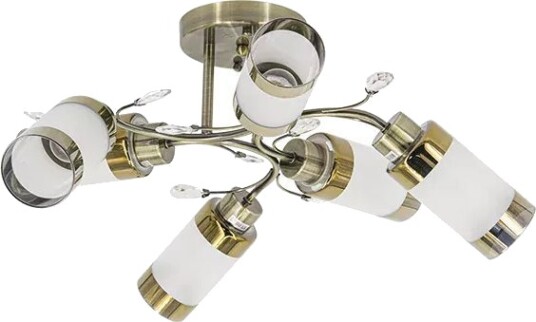 Taklampe Mdeco Glamour Elm8267/6 21Qg Til Stue Messing Taklampe Mdeco Glamour Elm8267/6 21Qg Til Stue Messing