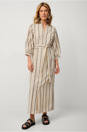 Ellos Collection Kjole i lin Line Linen Hvit