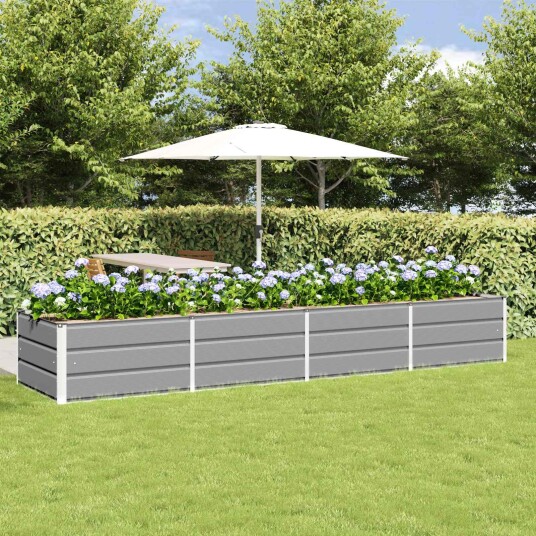 vidaXL Plantekassed Lysegrå 320 x 80 x 45 cm Stål