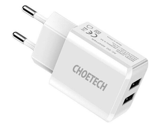 Choetech Power charger C0030 2A 2x USB (white) Choetech Power charger C0030 2A 2x USB (white)