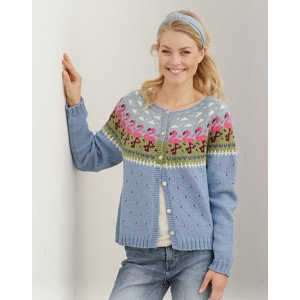 �Flamingo Parade Jacket av DROPS Design Jakke Strikkeoppskrift str. Small
