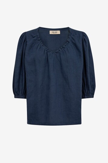 MOS MOSH - Bluse mmTaissa Linen Blouse - Blå